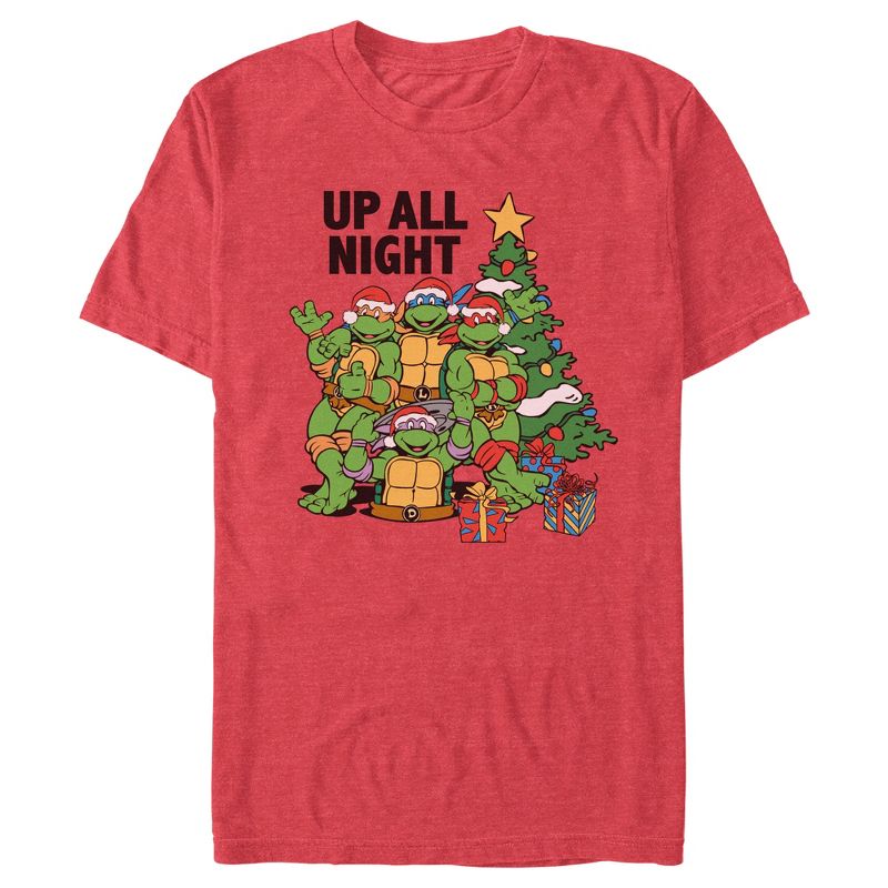 Men's Teenage Mutant Ninja Turtles Christmas Up All Night T-Shirt, 1 of 6