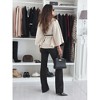 Women's Solid Color Cape Coat Waist Tie Belt Stand Collar Flared Sleeve Versatile Outerwear - 2 of 2