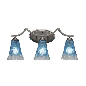 Toltec Lighting Zilo 3 - Light Vanity in  Graphite with 5.5" Fluted Teal Crystal  Shade - 1 of 1