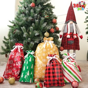 Joyfy 36-Pack Christmas Drawstring Gift Bags, Assorted Sizes Xmas Plastic Bags, Foil Gift Bag for Holiday Present Wrapping Party Decoration - 1 of 4