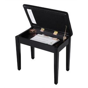 SONGMICS Piano Bench with Padded Cushion and Storage Compartment for Music Books, Vanity Stool, Tufted Wooden Piano Seat, Black - 1 of 4