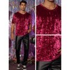 Lars Amadeus Men's Short Sleeve Crew Neck Party Velvet Tee Tops Shirts - 4 of 4