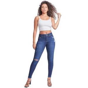 YMI Womens Essentials High Rise 5 Pocket Skinny Jeans, Made with Recycled Fibers - 1 of 4