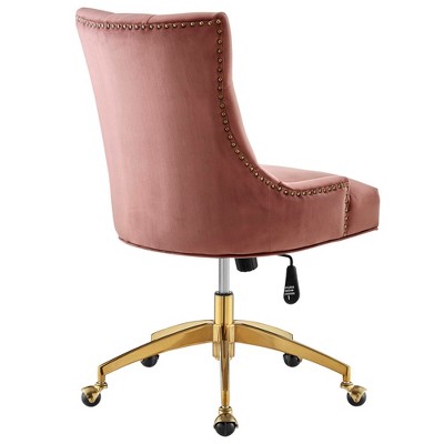 Gold Dusty Rose Armless Swivel Task Chair with Metal Base