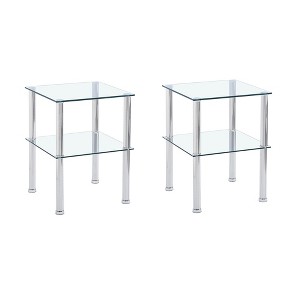 FONTOI Modern Two Tier End Table for Living Room and Bedroom with Tempered Glass Shelves and Elegant Minimalist Design, Clear, 23.62"*20.08"*5.71" - 1 of 4