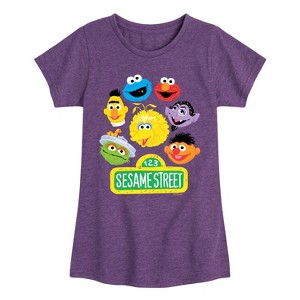 Girls' - Sesame Street - Group Fitted Short Sleeve Graphic T-Shirt - 1 of 4