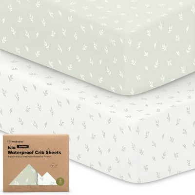 Image of KeaBabies Isla Waterproof Crib Sheets for Boys, Girls, 2pk Baby Fitted Crib Sheet, Waterproof Crib Mattress Protector Sheets (Herb)
