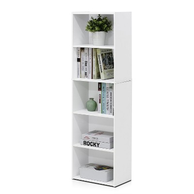 Sleek 5-Tier White Engineered Wood Open Shelf Bookcase
