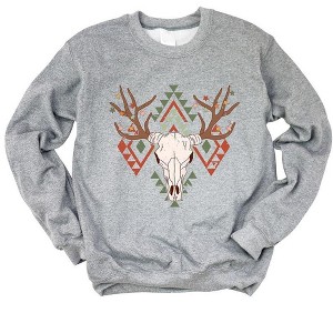 Simply Sage Market Women's Graphic Sweatshirt Christmas Bull - 1 of 4