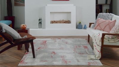 Handmade Grey Brick Abstract Synthetic Area Rug