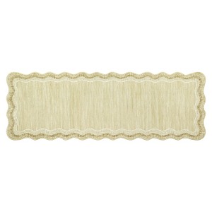 Scalloped Area Rug,  Washable Rugs for Living Room, Solid Floor Carpet, Non Slip Low Pile Mat with Rubber Back, for Dining Room, Bedroom, Office - 1 of 4