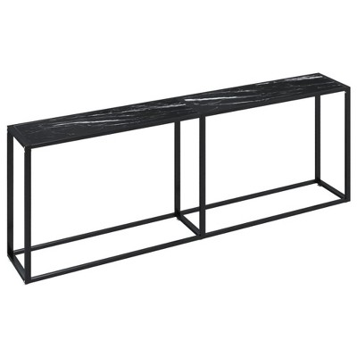 vidaXL Console Table Black Tempered Glass, Powder-Coated Steel