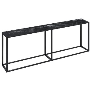 vidaXL Console Table Black Tempered Glass, Powder-Coated Steel - 1 of 4