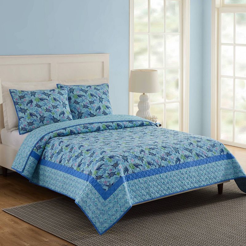 Vera Bradley Turtle Dream Quilt Bedding Set Blue, 4 of 8