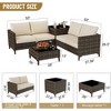 4 Pieces Patio Sectional Furniture PE Rattan loveseat Sofa Set, Wicker Outdoor Conversation Couch Sets with Coffee Table & Storage - 3 of 4