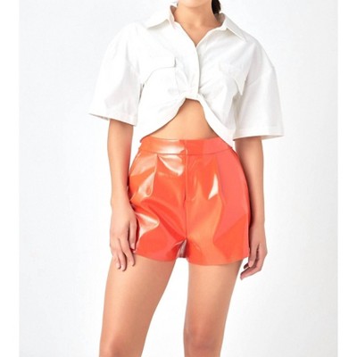 Women's High-waisted Faux Leather Short - Grey Lab