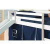 Donco Kids Low Loft Bed with Slide and Blue Tent, Twin, White - 4 of 4