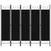 vidaXL 5-Panel Room Divider, Free-Standing, Multi-Purpose, Elegant Top Circle Design, Durable Powder-Coated Iron and Polyester Structure, Color: Black - 2 of 4
