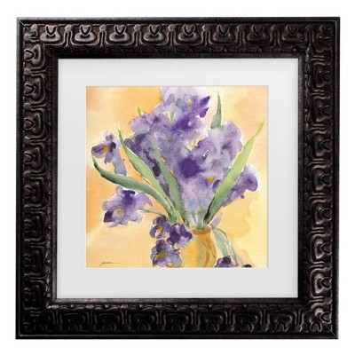 Trademark Fine Art Sheila Golden Vase Of Irises Matted Framed Art
