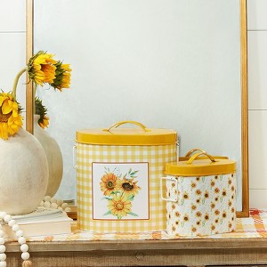 The Lakeside Collection Sunflower Welcome Sign LED Candle With Ring Or Storage 2 Piece Set - LED Candle Wreath - 1 of 4