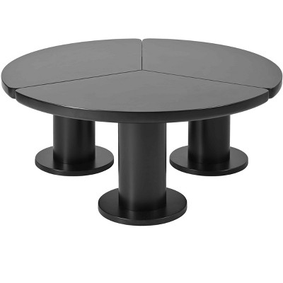 Lirago Round Petal Coffee Table 3 Thick Legs Minimalist Irregular End Table Living Room Dining Room Bedroom Workspace Cream Black Easy Assembly
