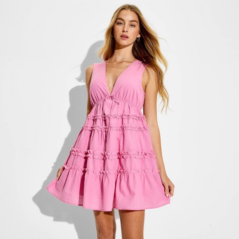 Женские платья Wild Fable Women's Mini Tiered Ruffle Babydoll Dress - Wild Fable™ Rose Pink M