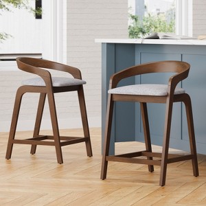 Christopher Knight Home Casper Contemporary 25.25" Rubberwood Counter Stools (Set of 2) - 1 of 4