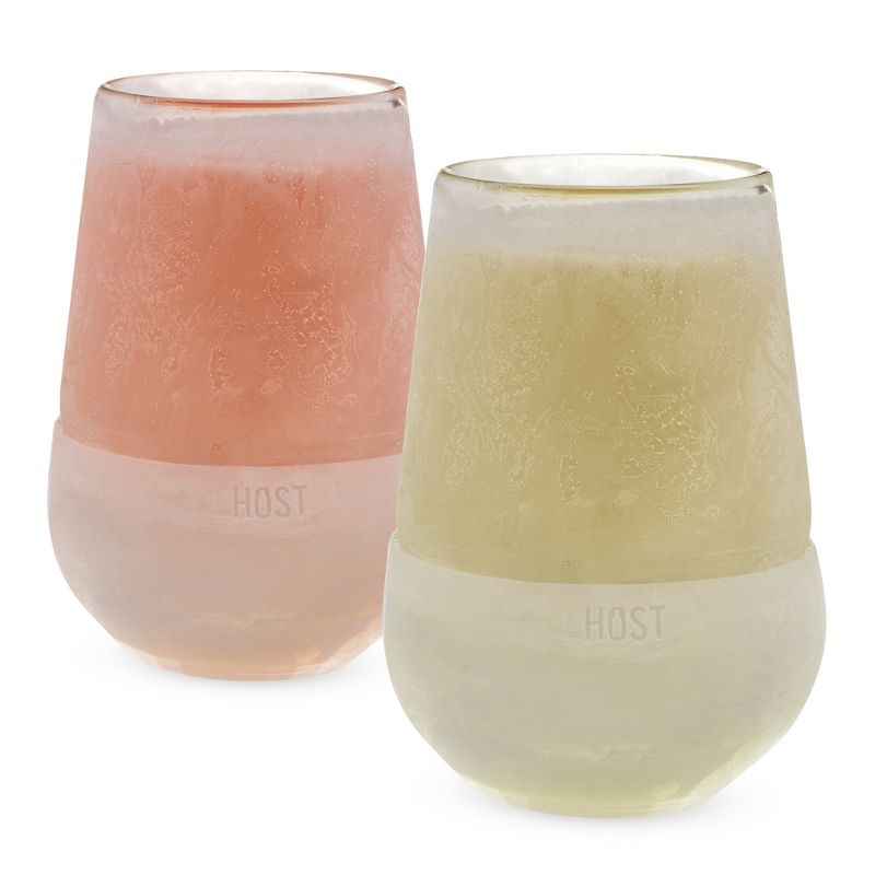 Host Freeze Cooling Glasses, Freezer Gel Stemless Wine Glasses for Red & White Wine, Insulated Glass with Silicone Band, Set of 2, 8.5 oz, Clear, 1 of 12