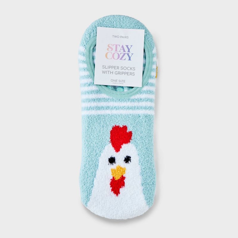 Women&#39;s 2pk Chicken &#38; The Egg Cozy Liner Socks - Light Blue/Gray 4-10, 2 of 4