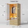 Fredees 70.8" Modern Wardrobe Armoire with LED Glass Doors, Motion Sensor, 2 Drawers & Hanging Rod - 2 of 4