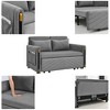 54" Modern Convertible Sofa Bed With 2 Detachable Arm Pockets Velvet Loveseat Sofa With Pull Out Bed 2 Pillows Adjustable Backrest Design Armrests - 3 of 4