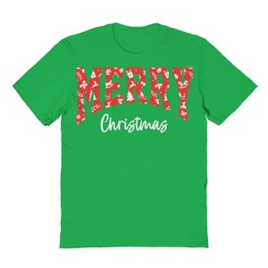 Rerun Island Men's Merry Christmas Texture Short Sleeve Graphic Cotton T-Shirt - 1 of 1