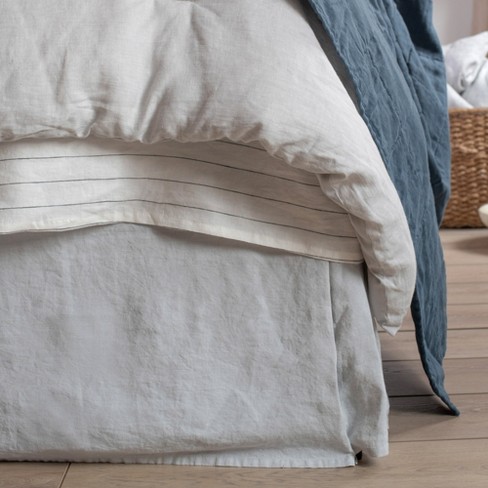 100% French Linen Bedskirt - King - Pebble Heather | BOKSER HOME