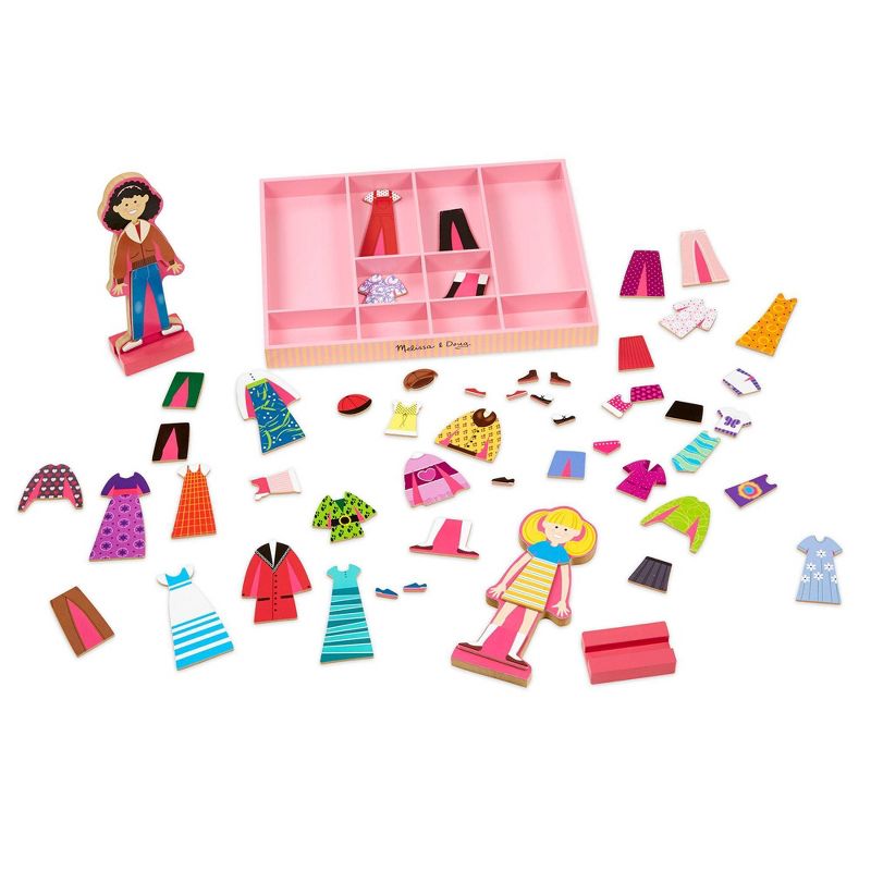 Melissa &#38; Doug Abby and Emma Deluxe Magnetic Wooden Dress-Up Dolls Play Set (55+pc), 5 of 13