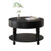 GDFStudio Navia Modern Wooden Round Coffee Table with Dual Storage - 4 of 4