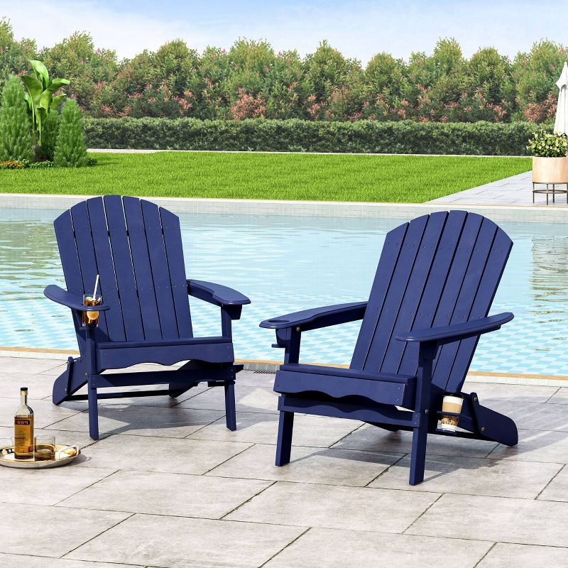 2pk Bellwood Outdoor Acacia Wood Folding Adirondack Chairs Navy - Christopher Knight Home, 4 of 10
