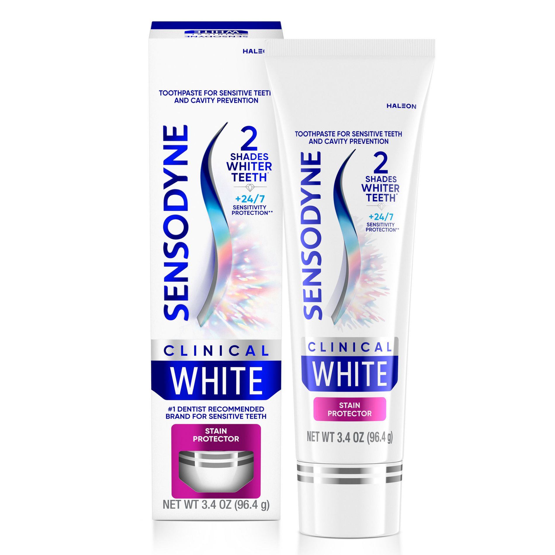 Sensodyne Clinical White Stain Protector and Whitening for Sensitive Teeth Toothpaste - 3.4oz