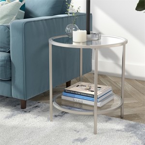 20 Inches Satin Nickel Metal/Glass Side Table - Henn&Hart - 1 of 4