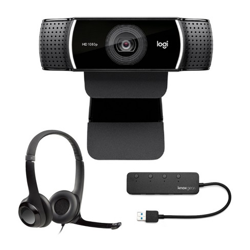 protektor negativ pulver Logitech C922 Pro Stream 1080p Webcam With H390 Usb Headset And 4-port Usb  Hub : Target