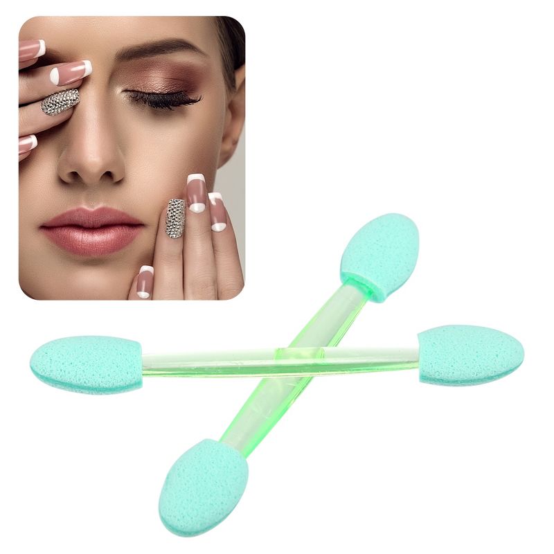 Unique Bargains Short Sponge Dual Sides Eye Shadow Makeup Brushes Applicator Pink Clear Green Clear 50 PCS, 2 of 7