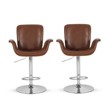 2pc Romer Mid Century Modern Bentwood Adjustable Swivel Counter Height Barstools - Christopher Knight Home