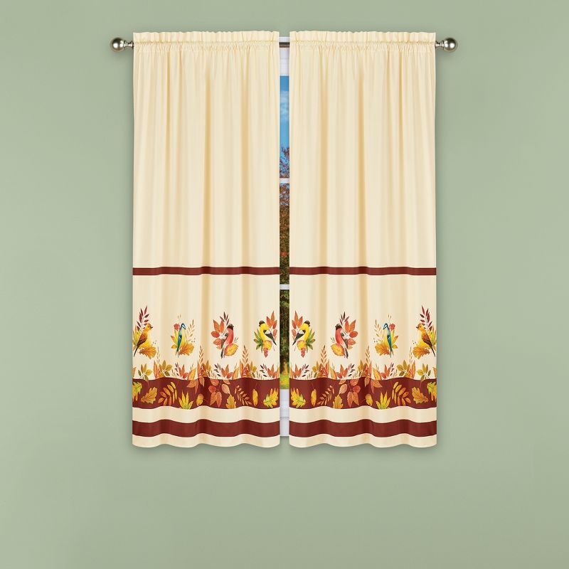 Collections Etc Autumn Leaves Bird Curtains, 2 of 4
