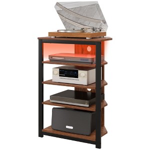 Aghana Digitals Rustic Brown TV Stand with Adjustable Shelves, Cable Management Holder & Steel - 1 of 4