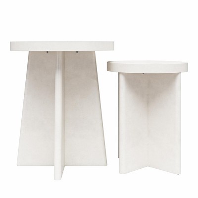 Liam Faux Plaster Round End Tables, Set of 2