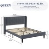 COZONY Upholstered Full/Queen/King Bed Frame with Wingback Headboard, Velvet Platform Bed - 2 of 4