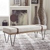 Simple Relax Fabric Upholstered Accent Bench in Beige and Black - 2 of 4