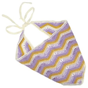 Unique Bargains Women's Grace Knitted Hollow Triangle Headwrap 24.41"x9.45" Yellow Purple 1 Pc - 1 of 4