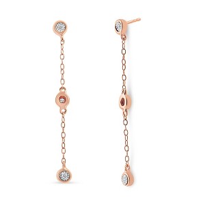 Haus of Brilliance 10K Rose Gold Plated Silver 1/15 Cttw Diamond Dangle Earring - 1 of 4