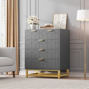 2/3/4/5/6/7 Drawer Dresser with Metal Legs, Wood Dressers Chest Organizer with Wide Storage, Modern Chest of Drawers for Bedroom, Living Room,Hallway - 1 of 4
