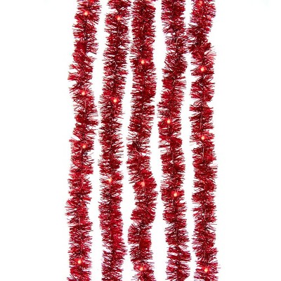 Kurt Adler 6.5-Foot 100-Light Red LED Tinsel Cascade Light Set